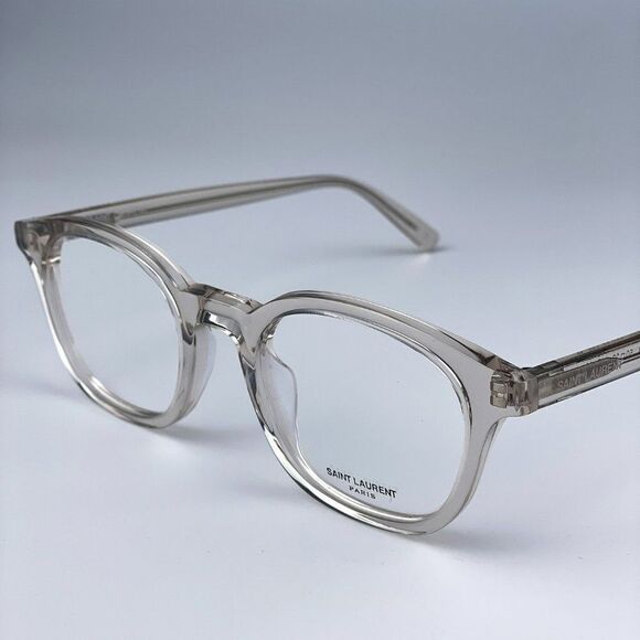 NEW Saint Laurent SL588 003 Beige Clear Transparent Square Women Eyeglasses - Picture 1 of 11